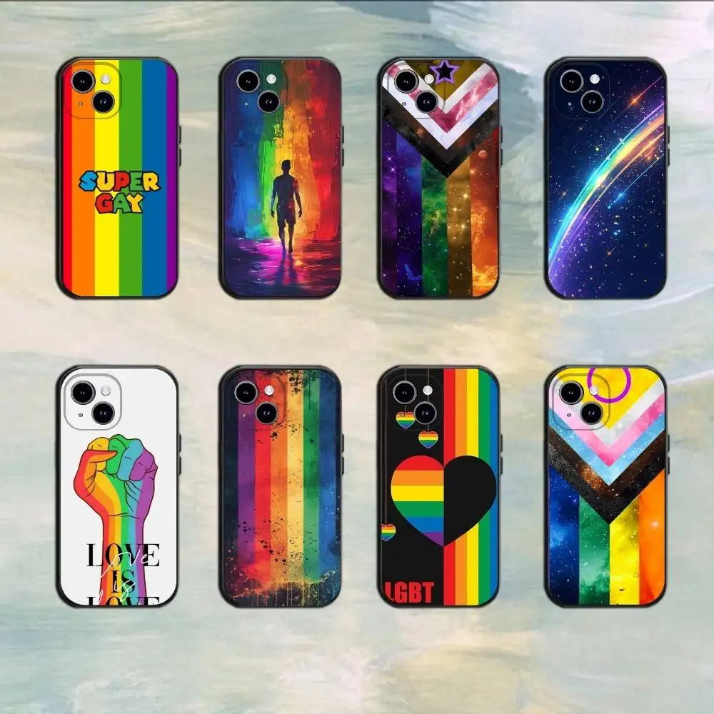 

LGBT Rainbow Pride Flag Lesbians Soft Phone Case For 17 16 15 14 13 12 11 Mini XS XR X 6S 6 Pro Max Plus Black Soft Cover