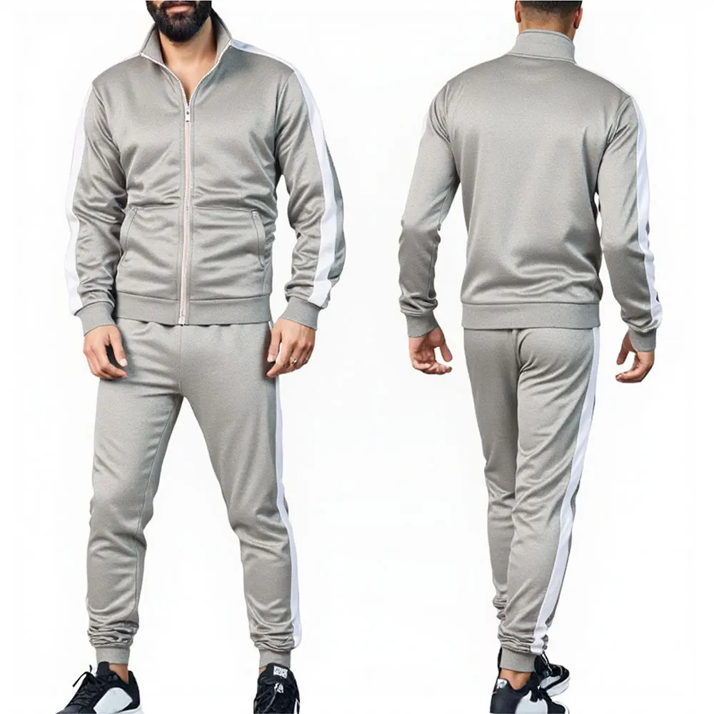 

Men's Casual Tracksuit Sports Suit Set Zip Up Stand Collar Jacket & Sweatpants 2PCS Outfit for Daily Streetwear Fall Winter