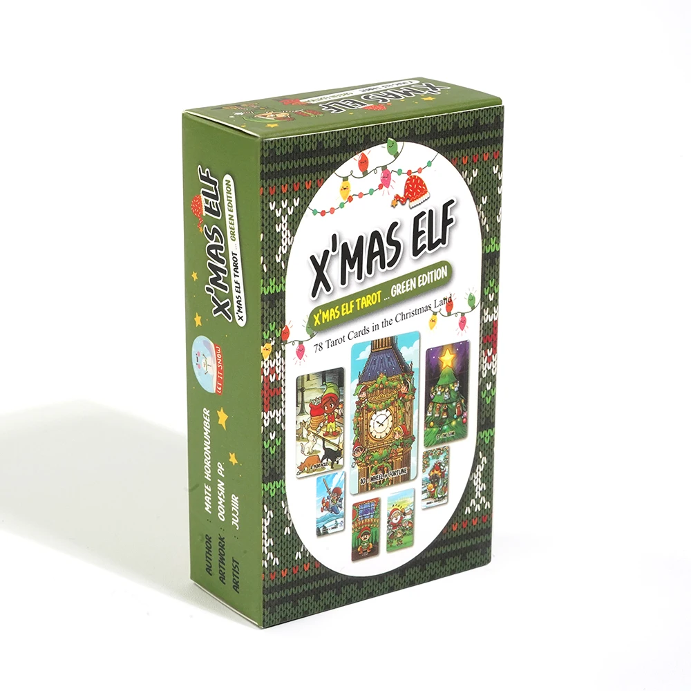 X\'mas Elf Tarot Green Edition 78 piece deck of traditional tarot with Keywords Witchy Beginner Tarot Learning Tarot