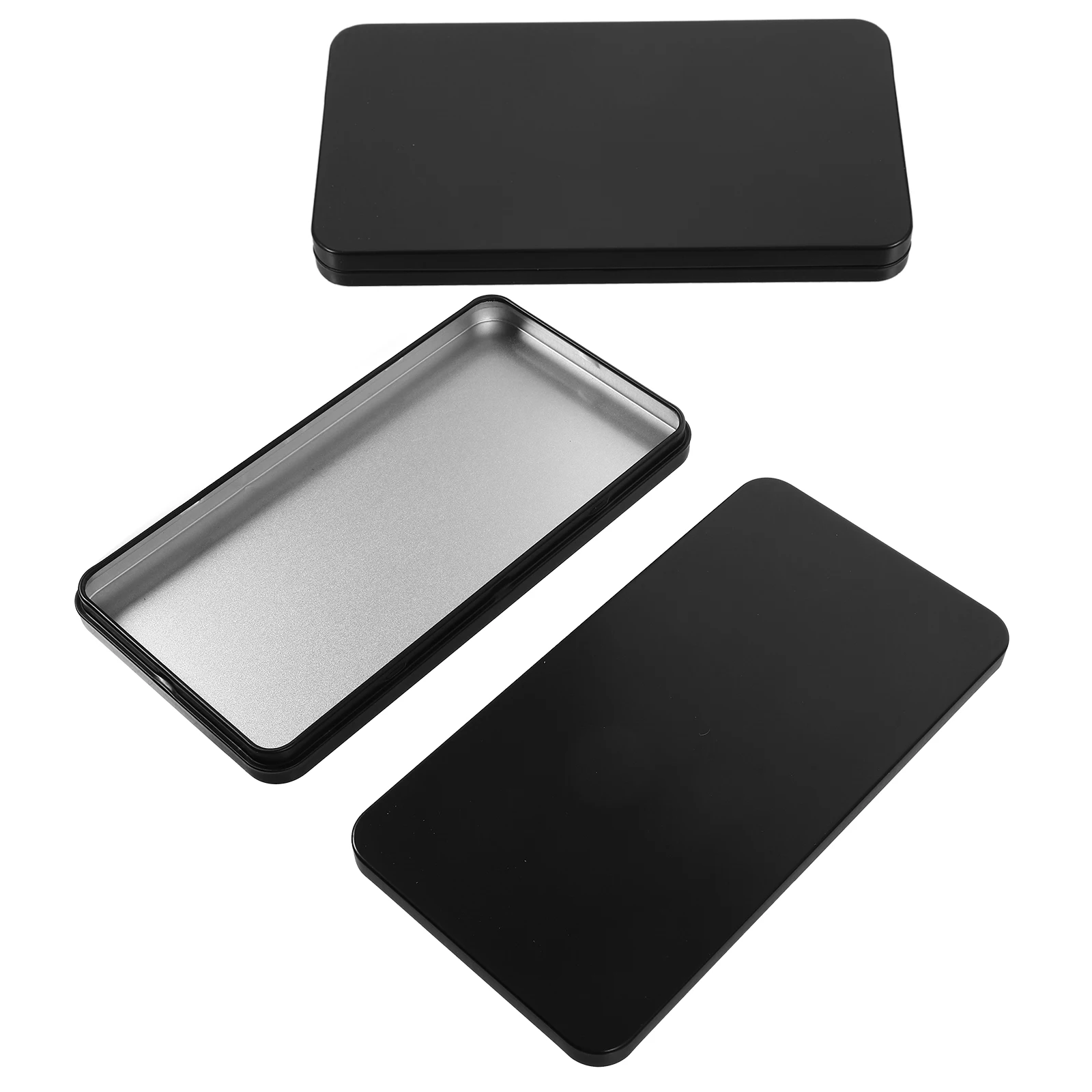 

2pcs Metal Storage Boxes Containers with Lids Organizer Black Small Portable Secure Lid Design Elegant Minimalist