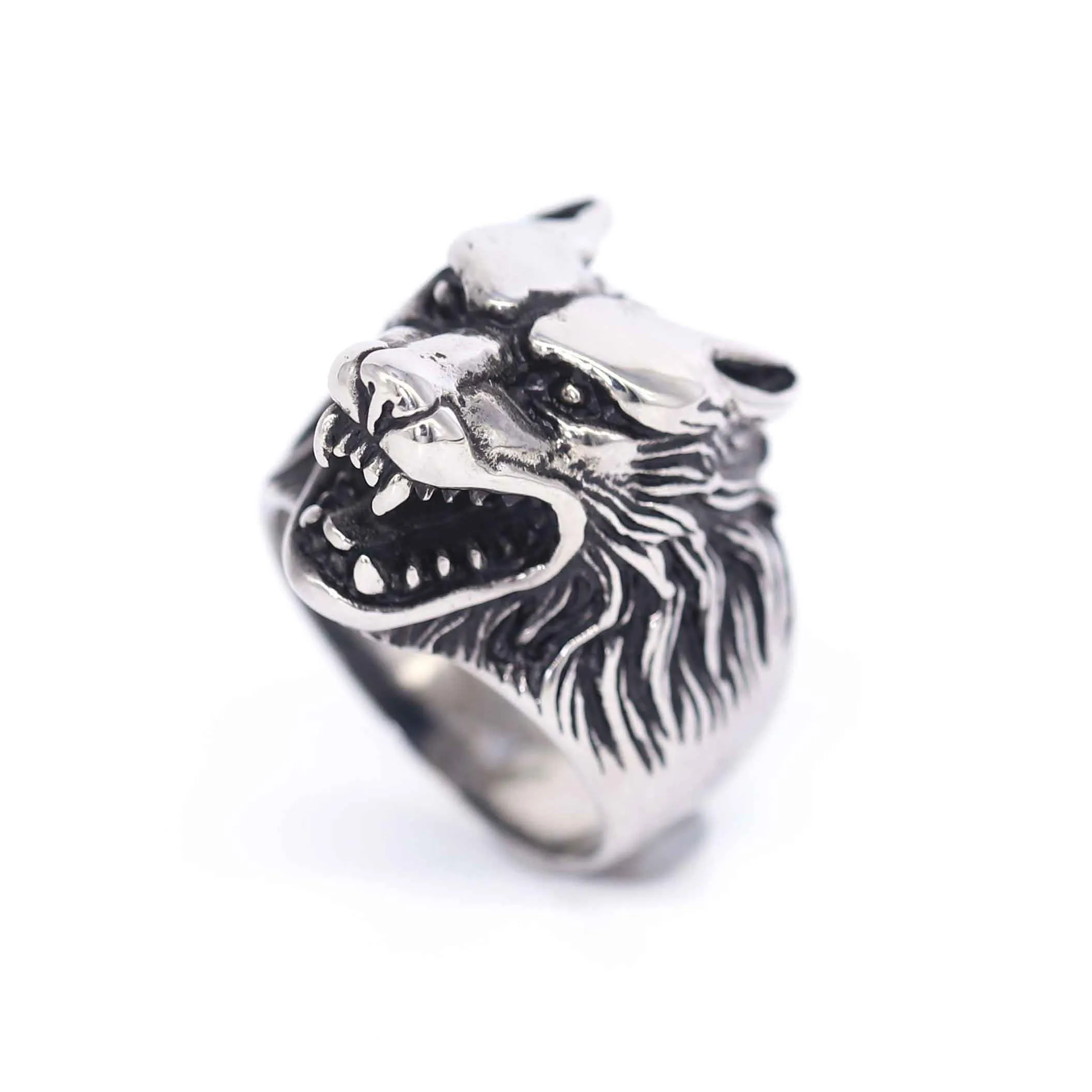 

Vintage Viking Men's Wolf Head Stainless Steel Animal Ring Men's Gift Wholesale