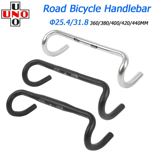Imagen 1 del producto Manillar de bicicleta de carretera de carreras ultraligero UNO, barra doblada de 25,4/31,8 MM 360/380/400/420/440/460MM 6061, manillar de vástago de aleación de aluminio
