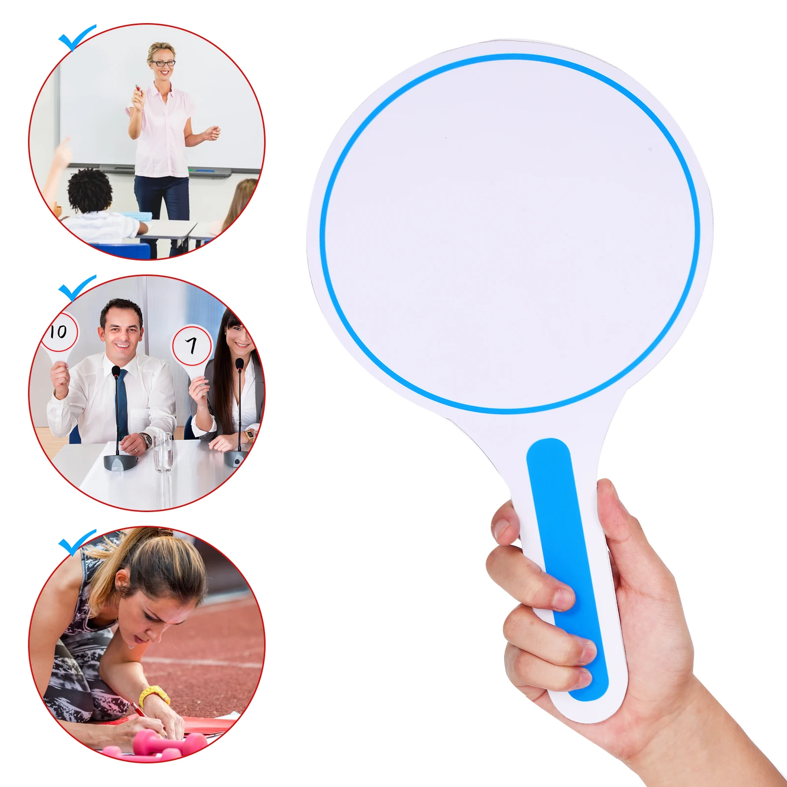 8Pcs Dry Erase Answer Paddle Single Side Handheld Whiteboard Lightweight Writing Scoreboard for Learning Games Voting Activities