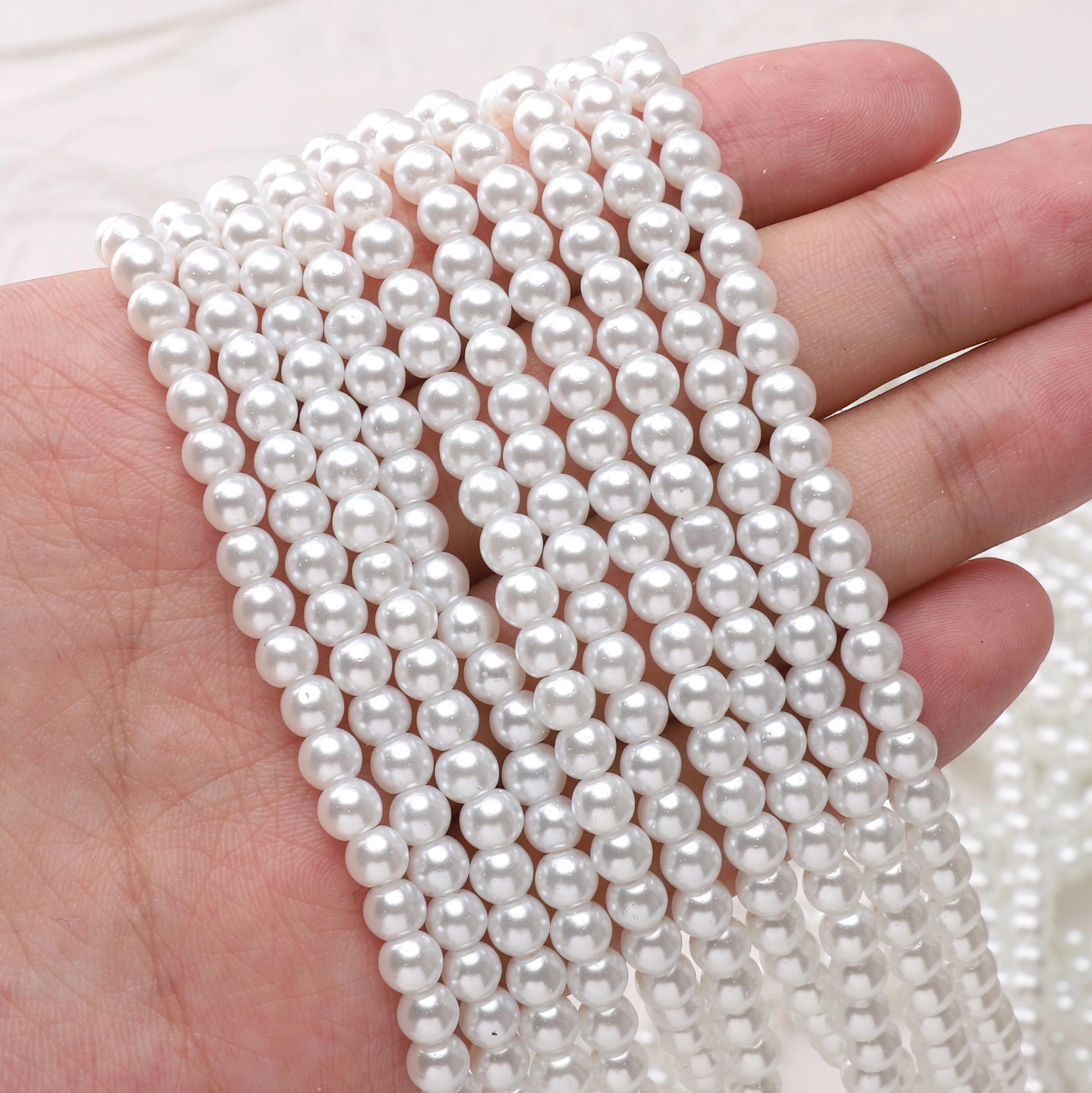 

20-50Pcs Ivory White Imitation Pearl Glass Beads For Jewelry Making Supplies DIY Bracelet Charms 3-10mm Round Spacer Loose Beads