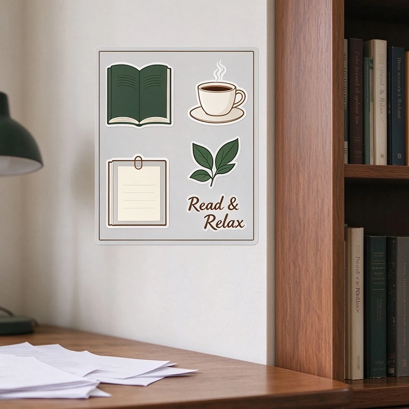 Custom Waterproof Self Adhesive PVC Stickers Oil Repellent Peel & Apply Custom Pattern for Home Decor Study Nook Accent