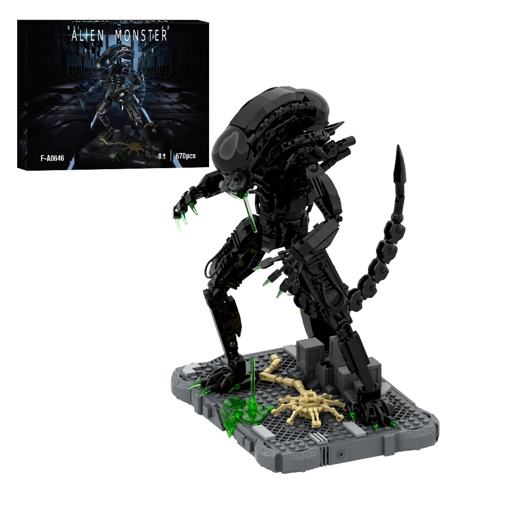 

MOC Alien Drooling Monster Building Blocks Toys Xenomorph Movies Creature Model DIY Bricks Kids Adult Creative Birthday Gift Set