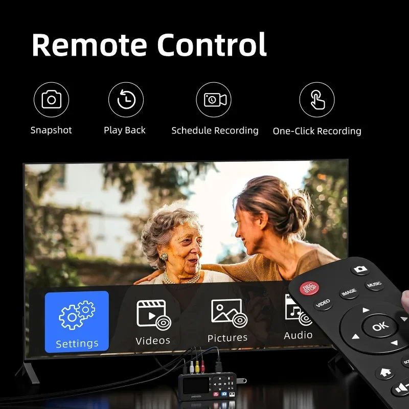 UNISHEEN Portable MP4 Video Audio Converter With Remote Control Capture CVBS/S-Video Retro Gaming Hi8 Recorder