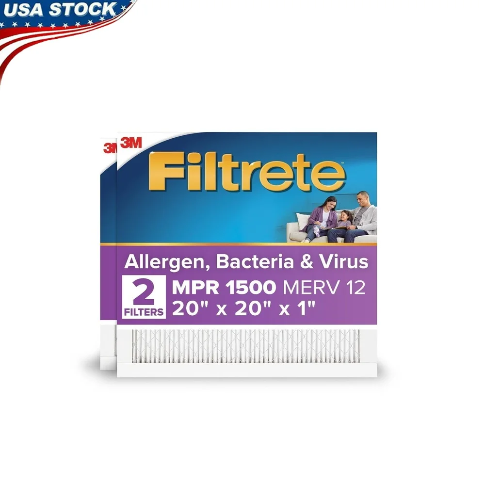 20x20x1 فلتر هواء HVAC MPR 1500 MERV 12 فيروس البكتيريا الحساسية المعتمدة للحساسية ودية 2 حزمة مرشحات مطوية