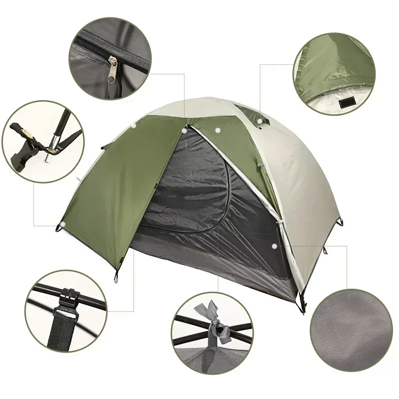 Camping tent Outdoor double thickened rainproof double-layer tent Portable