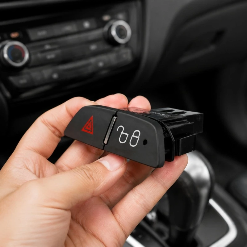 Hazard Warning Light Button Replacement Switches BM5T13A350AA, Dashboard Emergency Flasher Control with Red Hazard and X37F