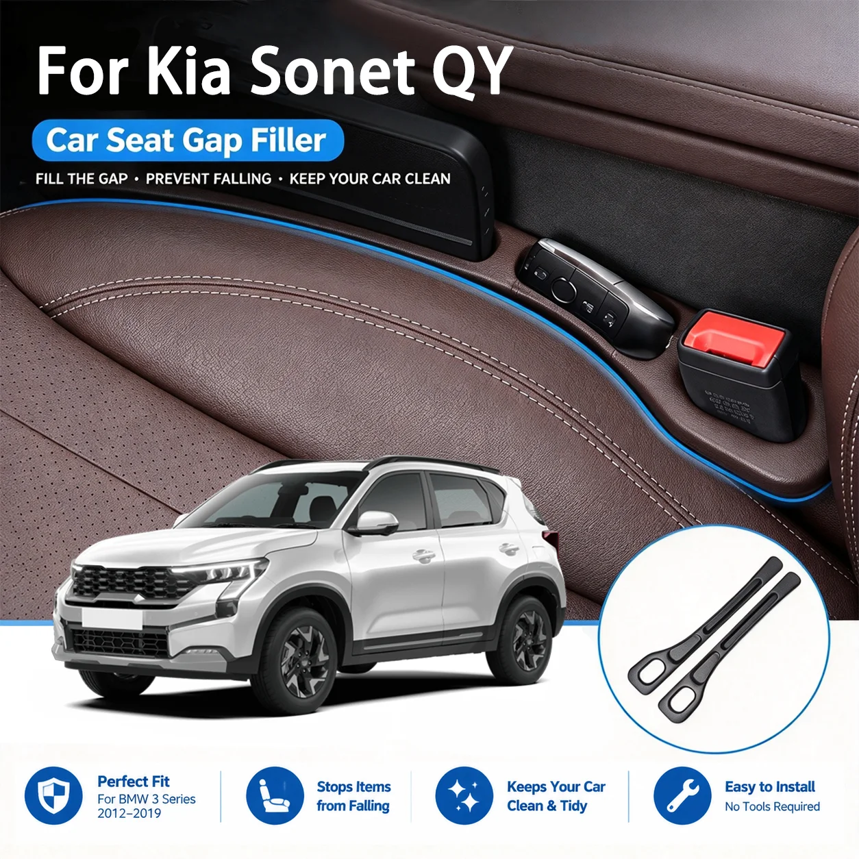 For Kia Sonet QY High-Quality Premium Car Seat Gap Leak Proof Strip Organizer Protection Decorative Seat Gap Filler