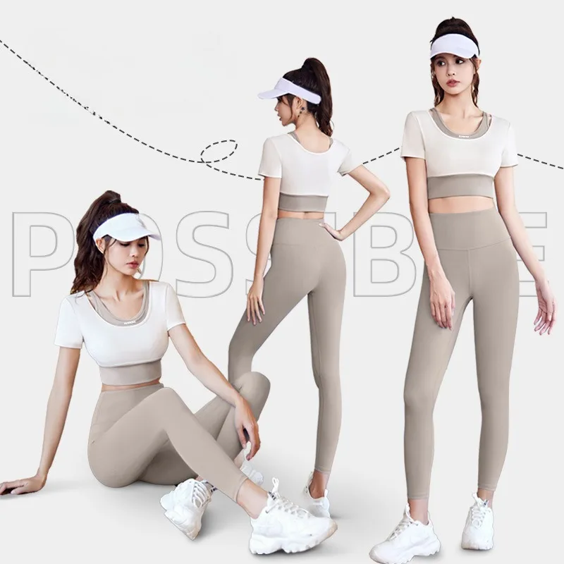 Women 2 Pcs Gym Set Sports Crop Top Bra Running Fitness Yoga Suit Sport Outfit Gymwear Lady Workout Clothes High Waist Leggings