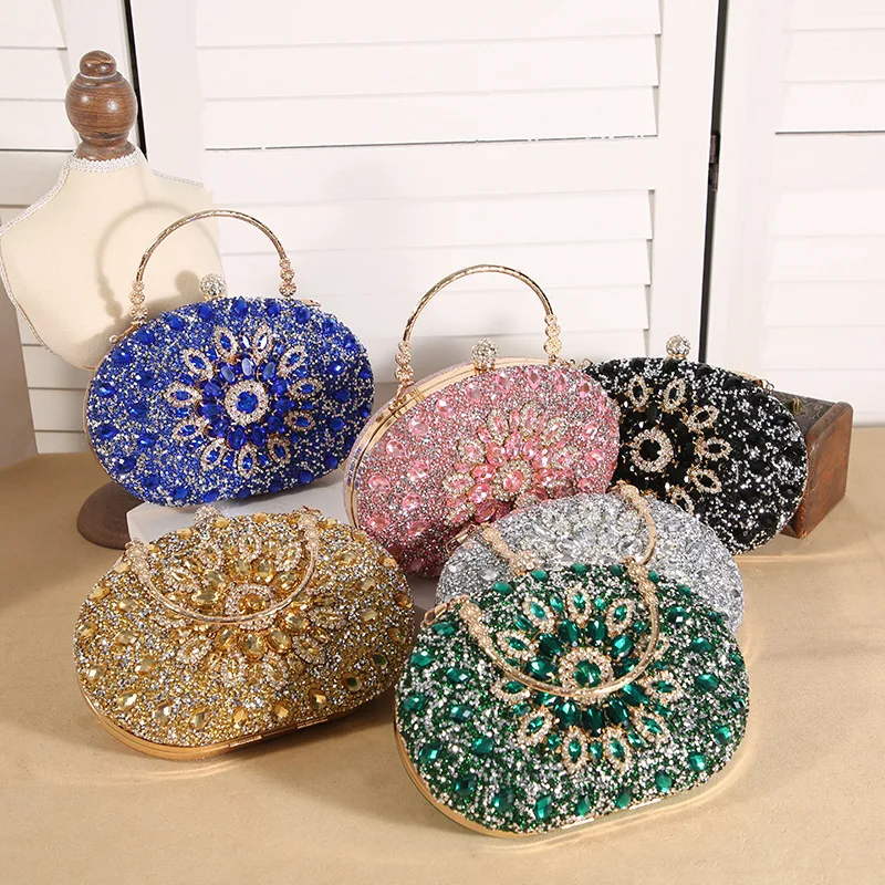 

Rhinestone Cross-border Explosive Sunflower Dinner Bag Fashion Banquet Clutch Bag Dress Evening Party Bag Diamond Set Bags
