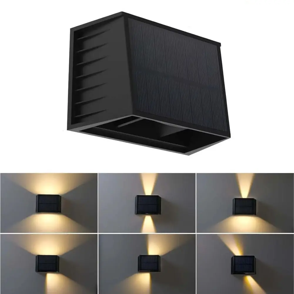 3000K Warm White Solar Fence Light Up Down Lighting IP65 Waterproof Solar Wall Light Dimmable Function Square Shape