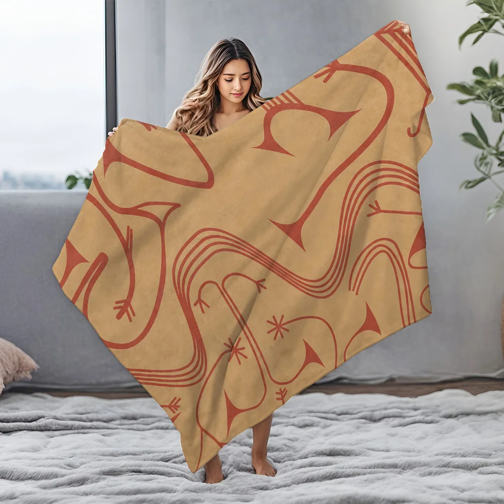 بطانية صوف مع دوامات تجريدية باللون الرمادي والبني، بطانية سرير ناعمة ودافئة، هدية غطاء أريكة #4