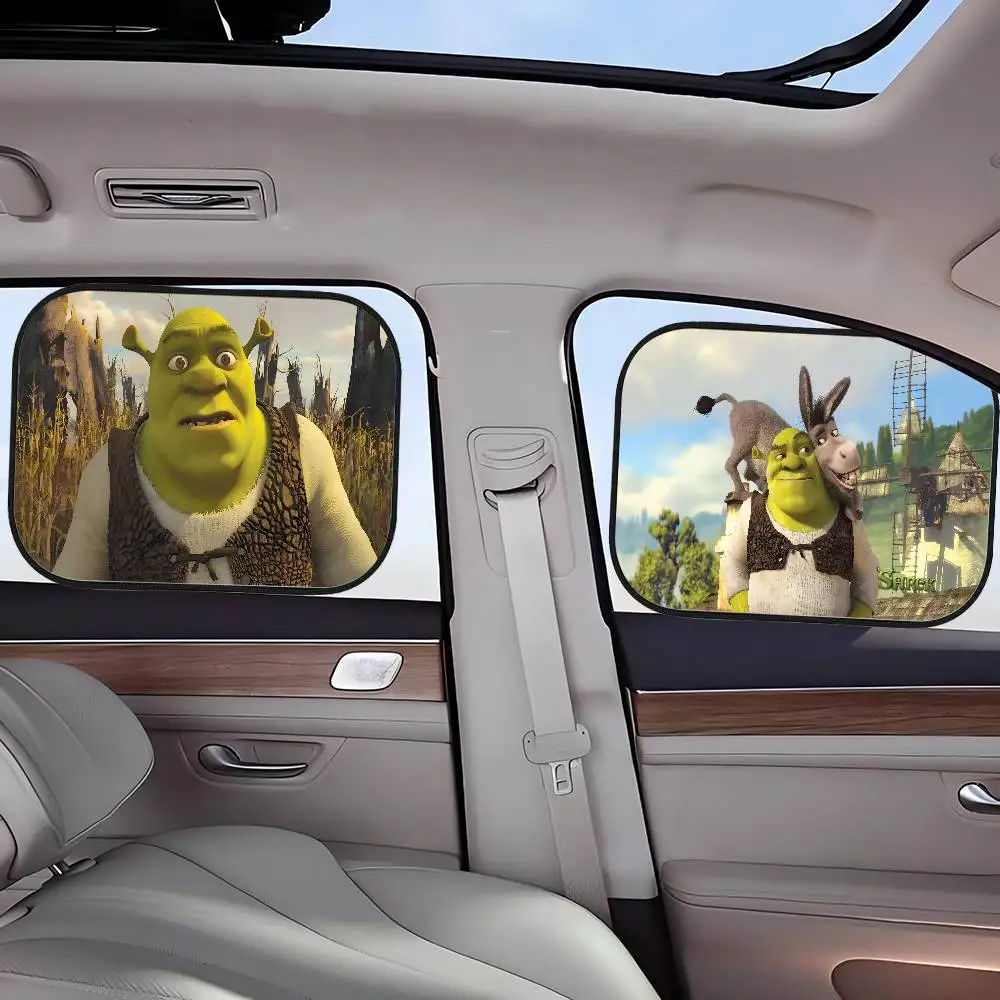 

S-Shrek Anime Sun Shade Cover For Car Side Window Electrostatic Curtains Sun Protection For Baby 99.9% UV Blocker