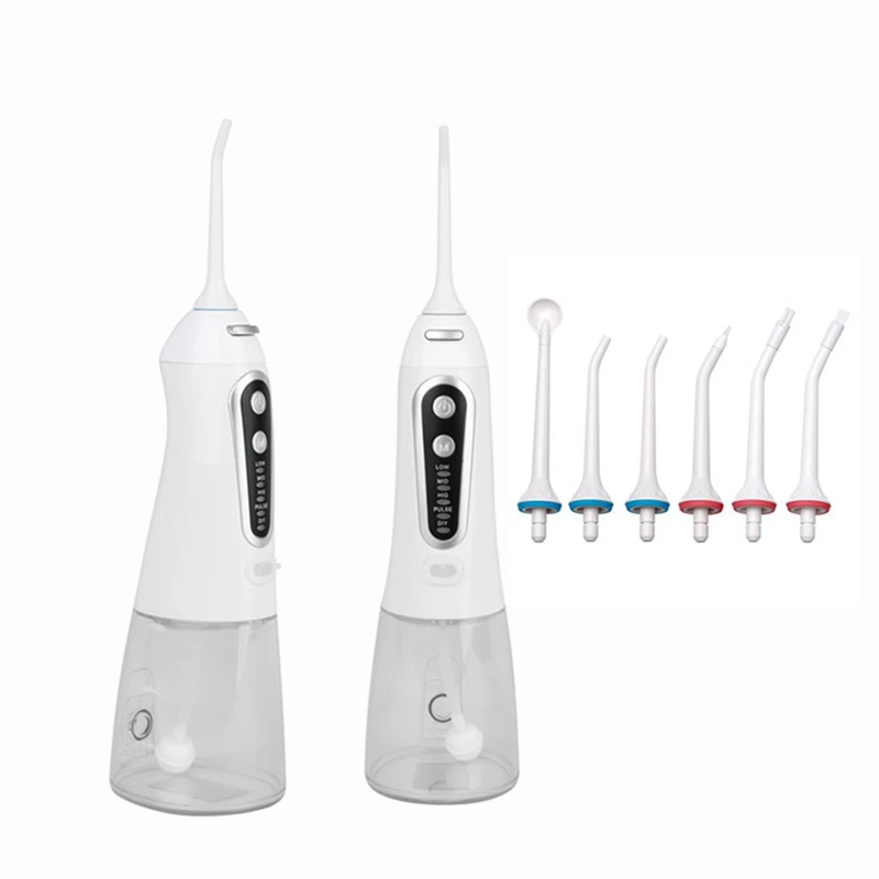 

Oral Irrigator 5 Modes Portable Water Jet 6 Nozzles 300ML Tank Water Flosser US Plug