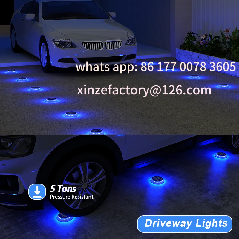 6 عبوات قابلة للتخصيص، أضواء الممر الشمسية، أضواء حوض الطاقة الشمسية، أضواء سطح الطاقة الشمسية الزرقاء في الهواء الطلق IP68 مقاومة للماء، لاصقة للخطوة