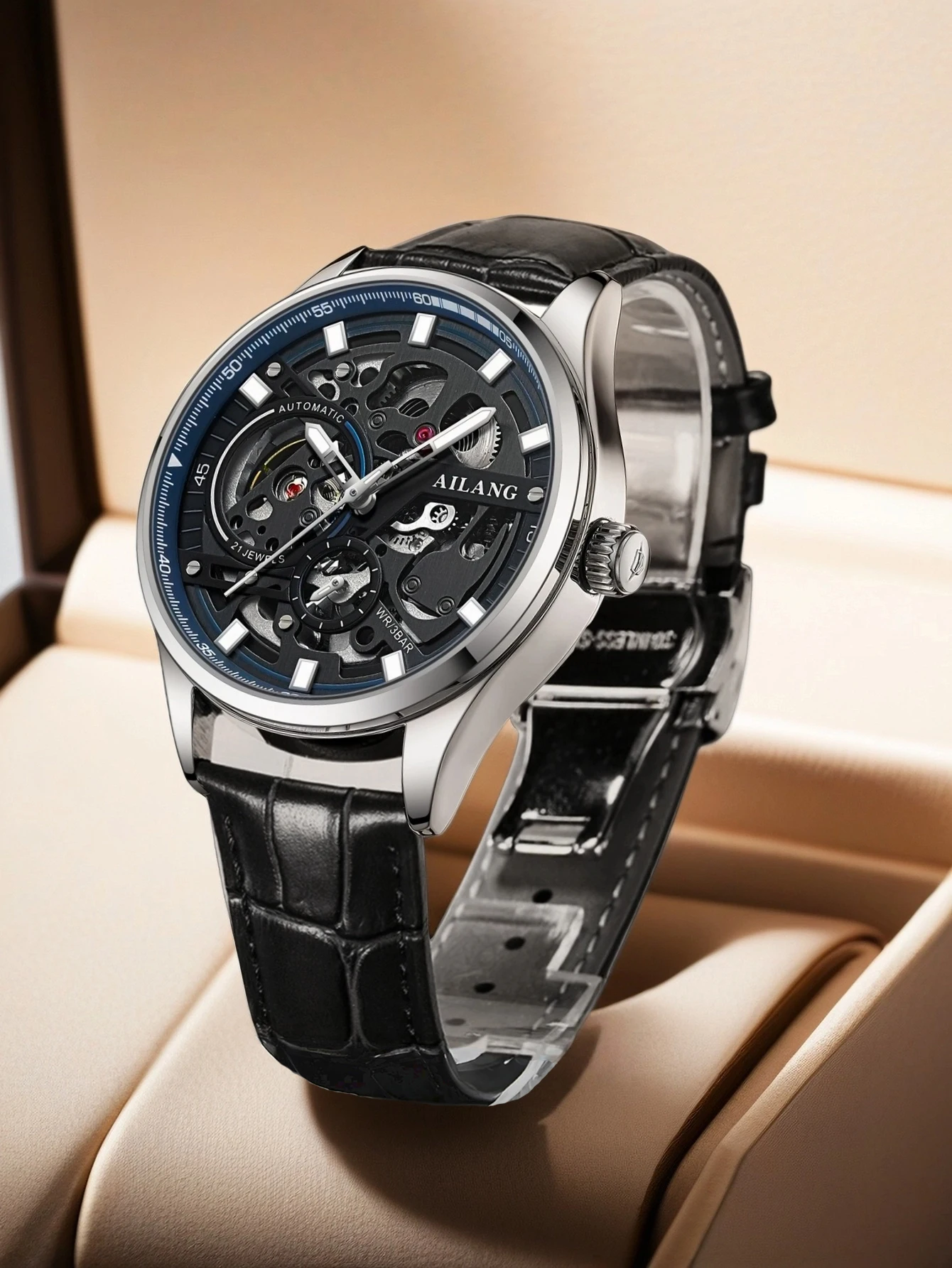 

Оригинальные мужские часы Ailang, водонепроницаемые, скелетон, турбийон, светящиеся, автоматические, модные механические наручные часы Tideway