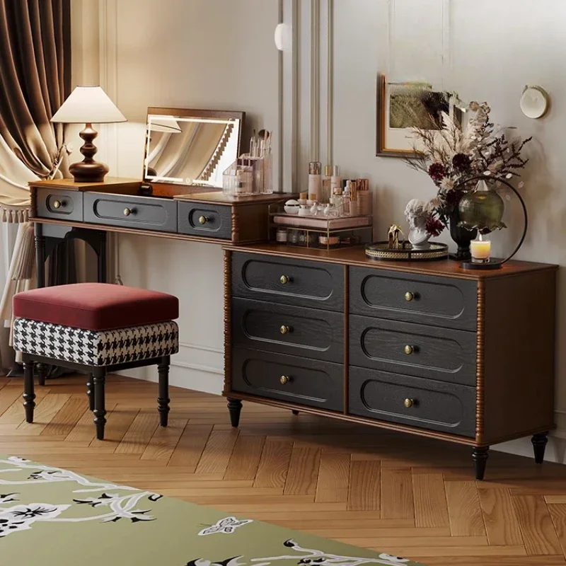 

French medieval solid wood dresser, chest cabinet, integrated 2025 new retro style master bedroom, bedside cabinet