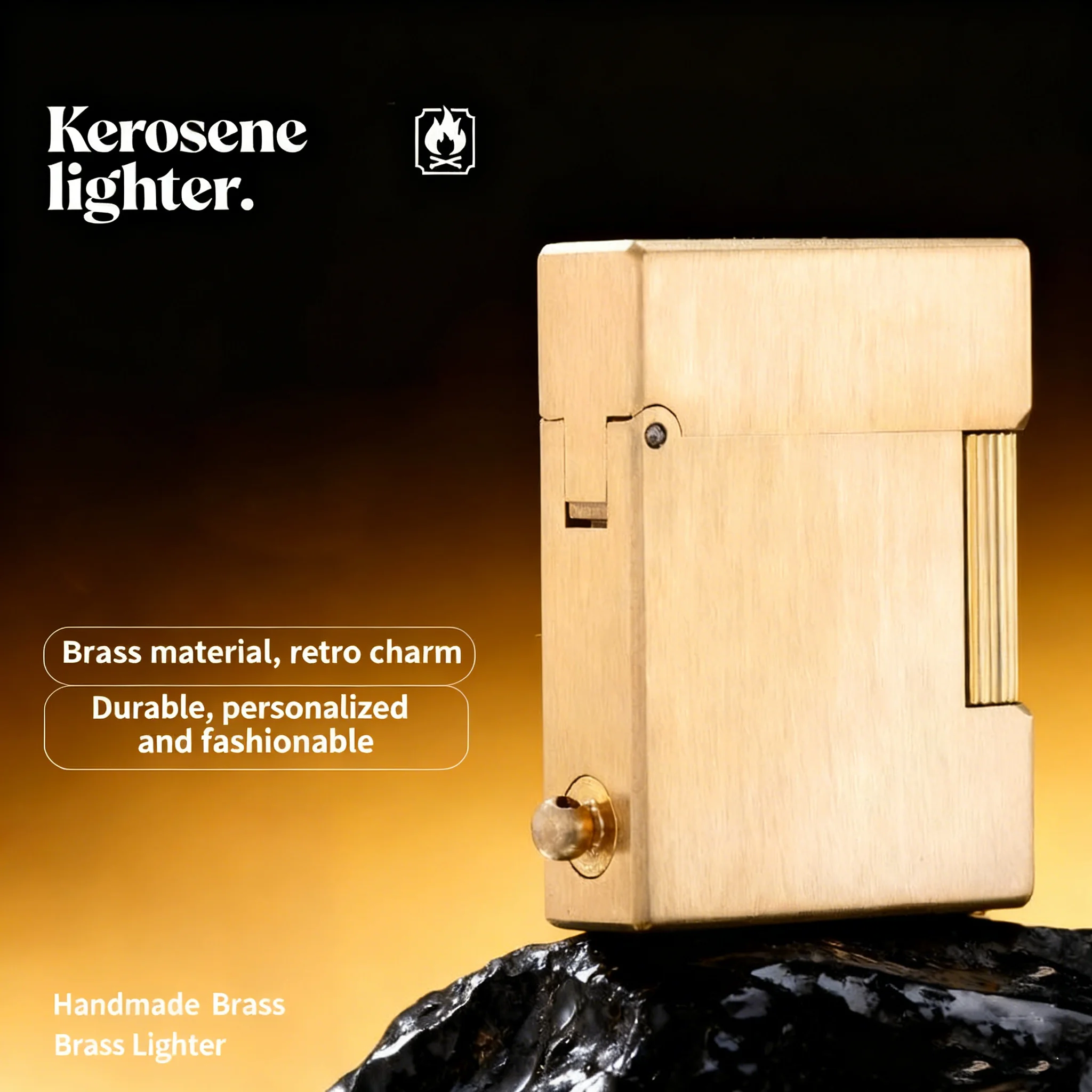 Handmade Vintage Mini Brass Gasolin Oil Lighter Classic Replica Diy Cigarette Pocket  Lighters 47mm*33mm  100g