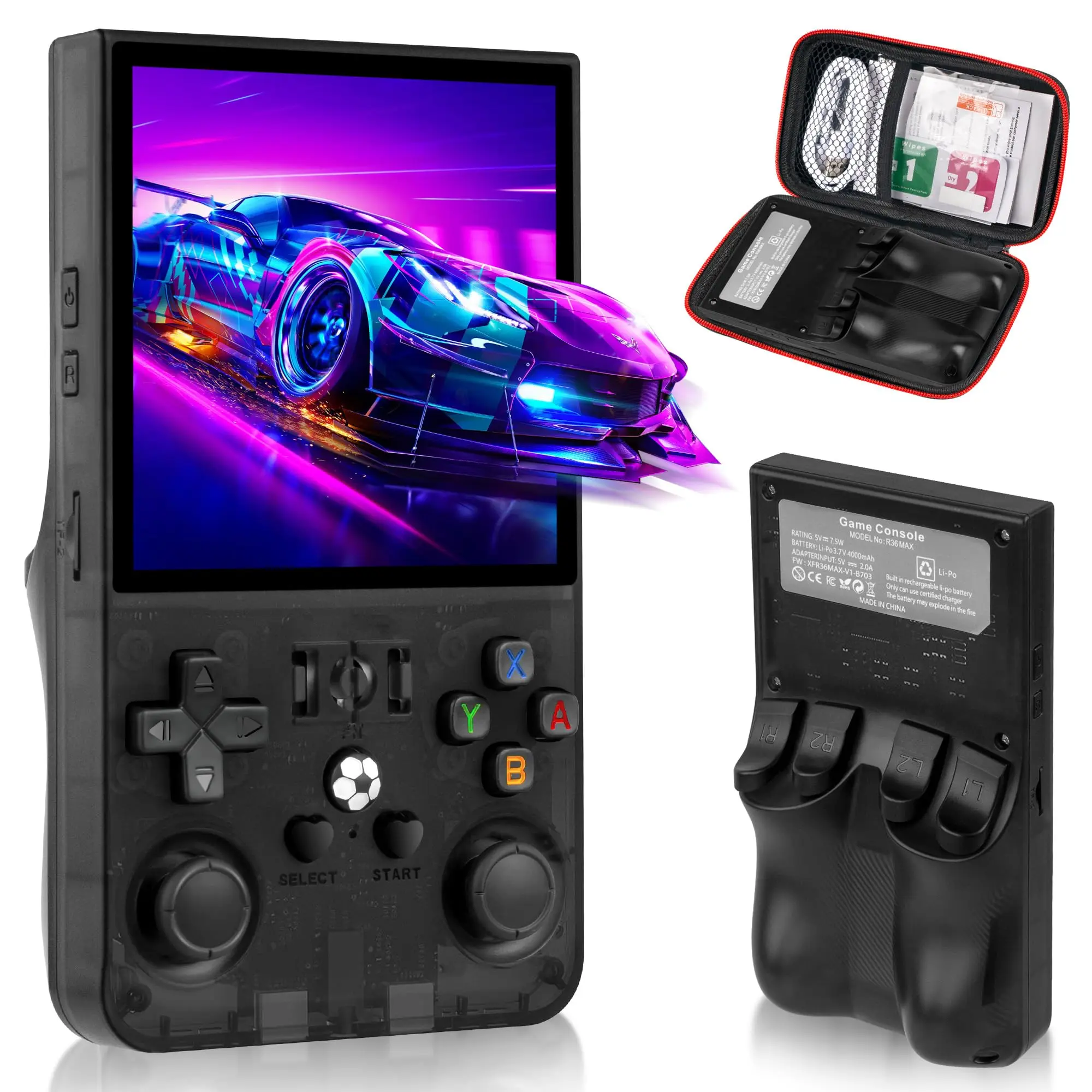 Linux System R36MAX 64GB Open Source Retro Handheld Video Game Console 4.0 Inch IPS Screen 18000+ Portable Pocket Video Player