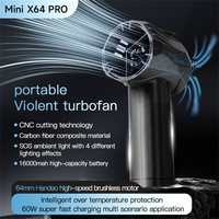 Turbo Jet Blower Mini X64 Pro Violent Turbo Fan 64mm High Speed Duct Fan Brushless Motor 60W Fast Charging Wind Speed 350km/h