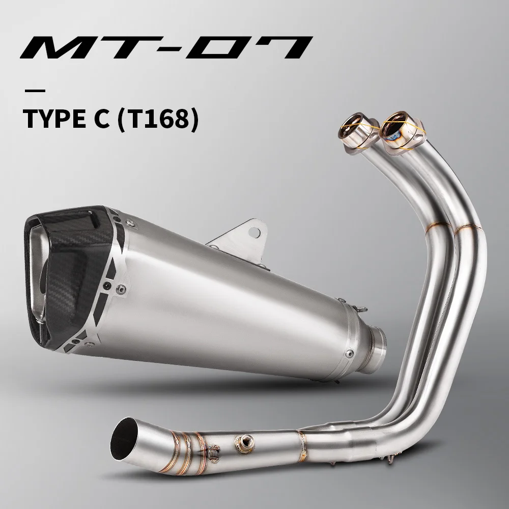 

Полная выхлопная система мотоцикла, надеваемая труба для MT07 FZ07 XSR700 2014-2023, передняя соединительная труба из нержавеющей стали