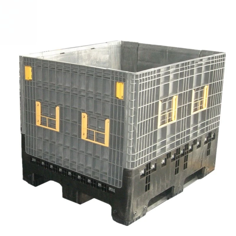 Foldable warehouse logistics plastic tray container 1200x1000x1000mm four-sided entrance 4000KG static fruit storage