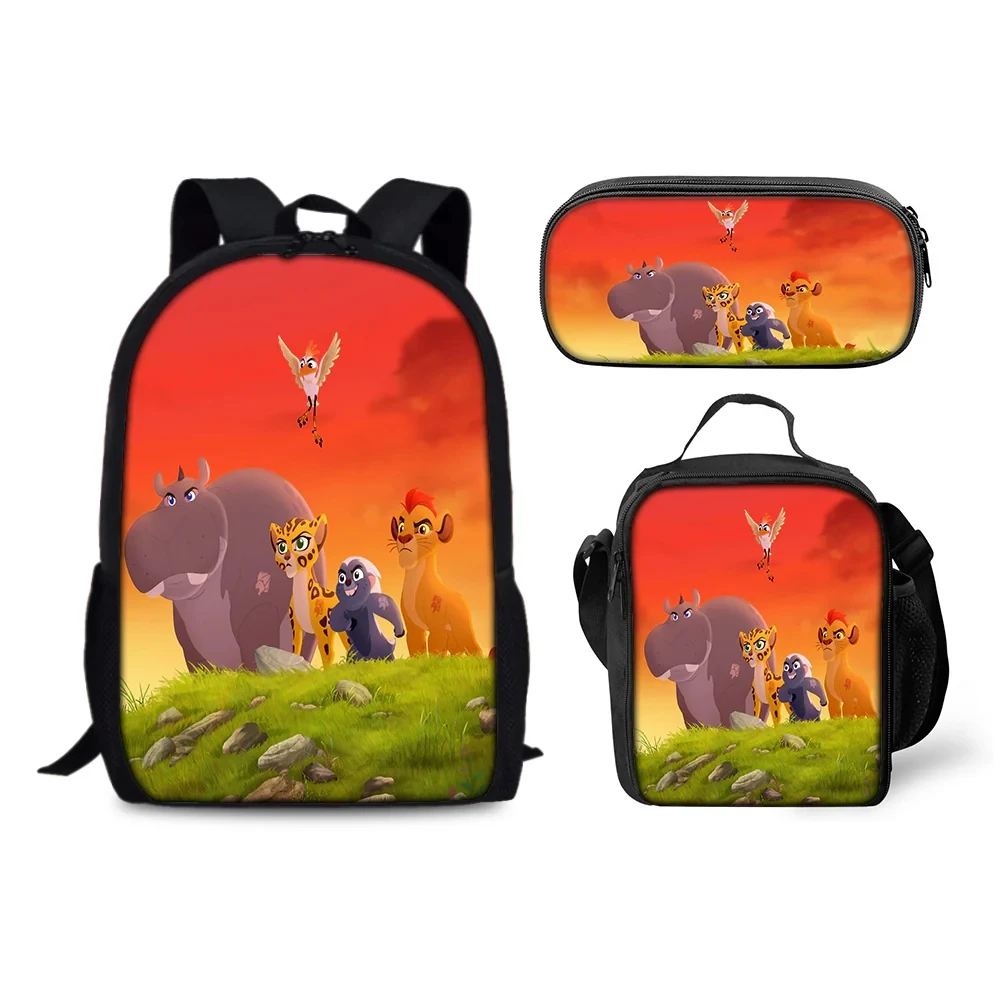 Guard Lion Schoolbag Backpack Lunch Bag Pencil Case Set Gift for Kids Students