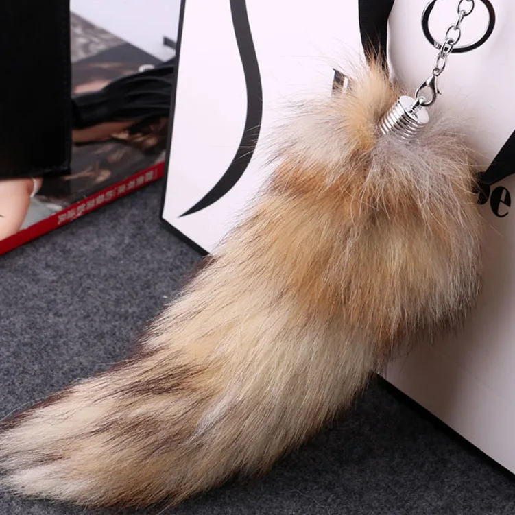 Fluffy Simulated Fox Tail Keychains Women's Bag Car Accessories Fluffy Fur Tail Keychains Party Gift Wholesale