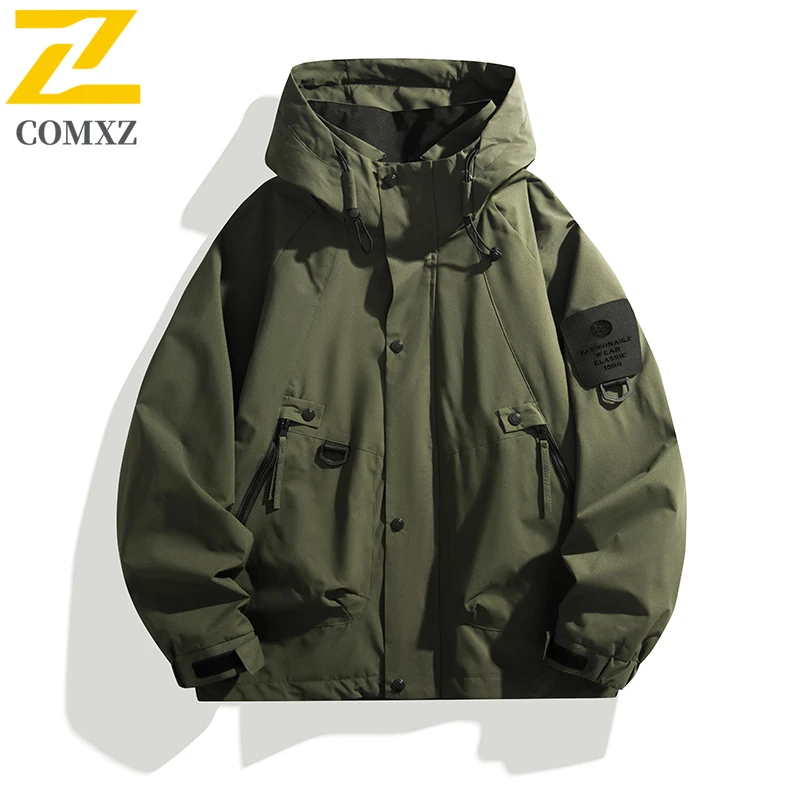 

Trendy Brand Men's Jacket Casual Fashion Water-repellent Design Hooded Charge Jacket Outdoor Sports Youth Hiking Men's Clothing