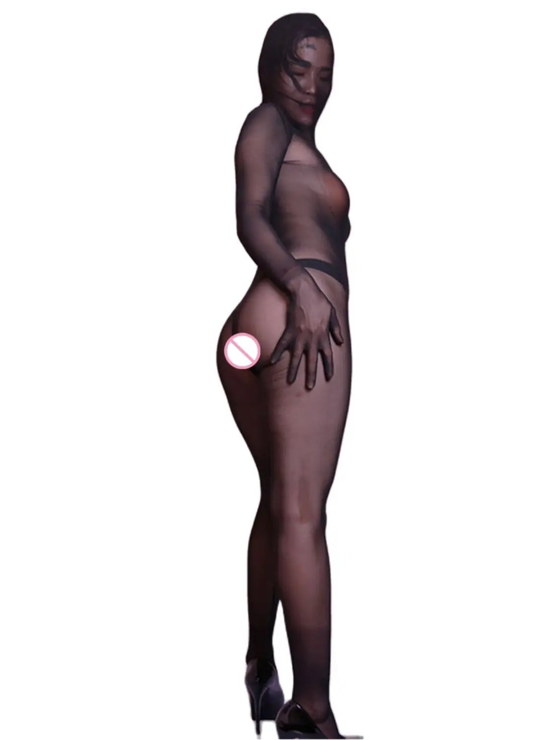 Durchsichtiger Mesh-Einteiler-Body, ultradünner Overall, Ganzkörper-Trikot, Zentai-Oberschenkel, offener Reißverschluss, sexy Nachtwäsche, Strumpfhosen