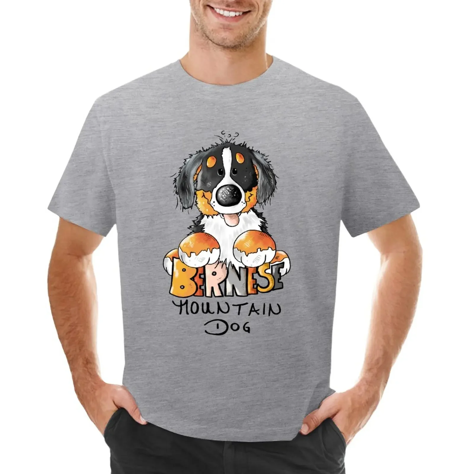 Cute Bernese Mountain Dog Puppy - Dogs - Comic - Gift T-Shirt quick drying for a boy hippie clothes plain t shirts men