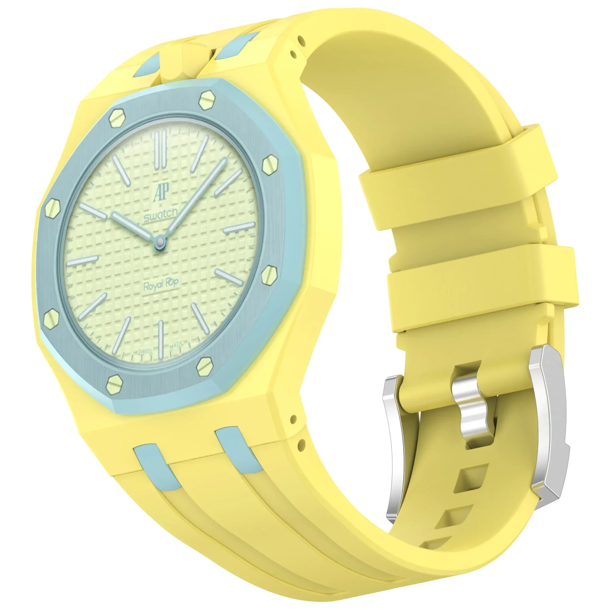 2-in-1-Armband + Gehäuse für Swatch x AP Royal Pop Taschenuhr, umbaubar zur Armbanduhr, PC-Gehäuse + Silikonarmband, Armband-Zubehör – Detail 13