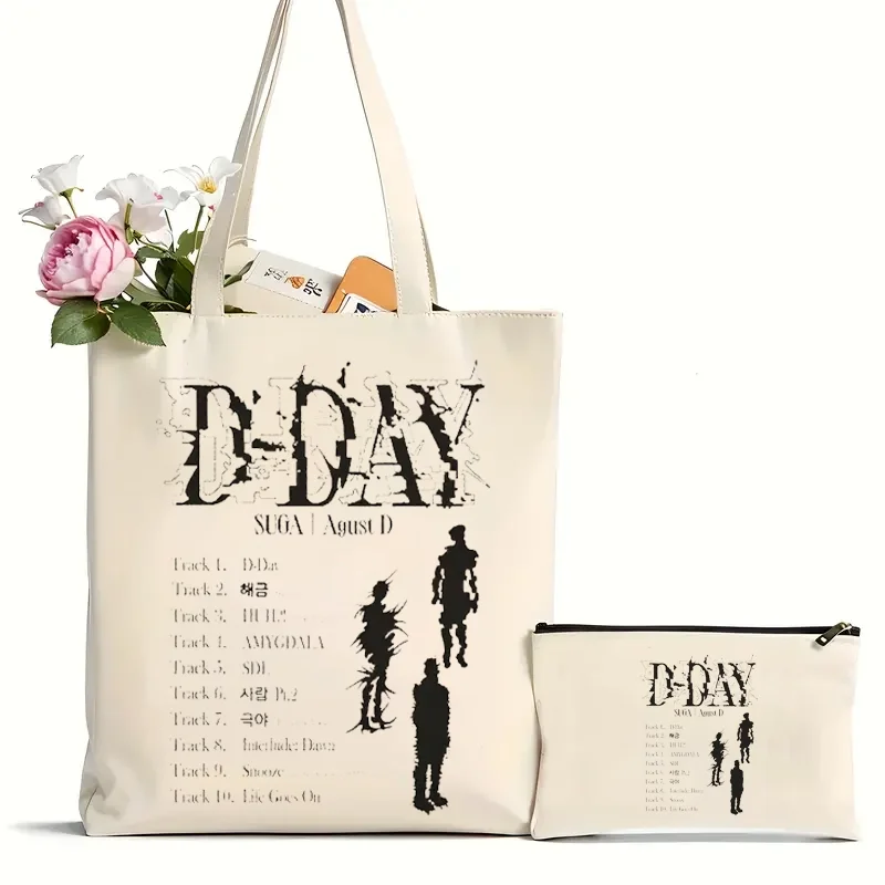 2Pcs World Tour Tote Bag, Casual Canvas Shopping Bag Luggage Bag