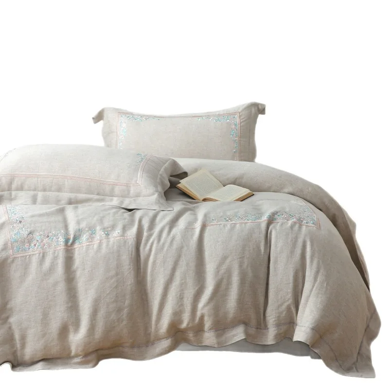 

four-piece Chinese style, original linen bedding kit, quilt cover and pillowcase.