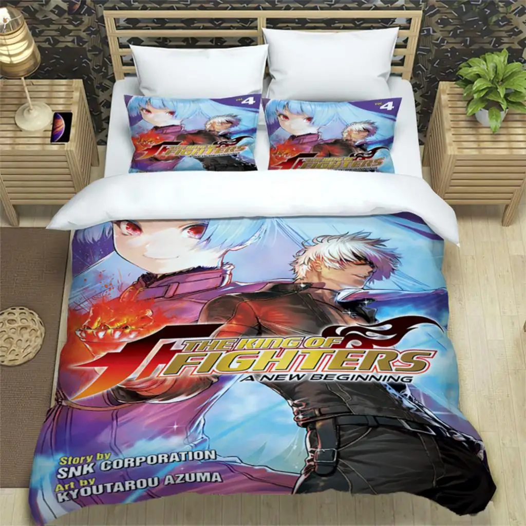 

KOF Anime Art Print Three Piece Bedding Set Fashion Article Boys Or Adults For Beds Quilt Covers Pillowcases Bedding Set