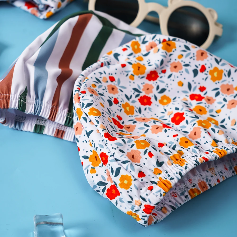 HappyFlute New Ins Style Girls\' One Piece  Long Sleeve With Swimming Cap Zipper Design Sunscreen Summer Swimsuit