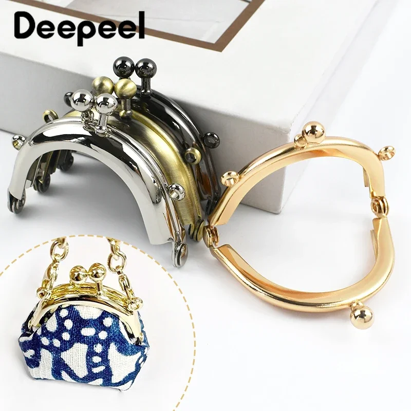 2/5Pcs Deepeel 5cm Metal Frame Kiss Clasp Lock for Mini Purse Handbag Wallet Smooth Handle DIY Handmade Bags Handware Accessory