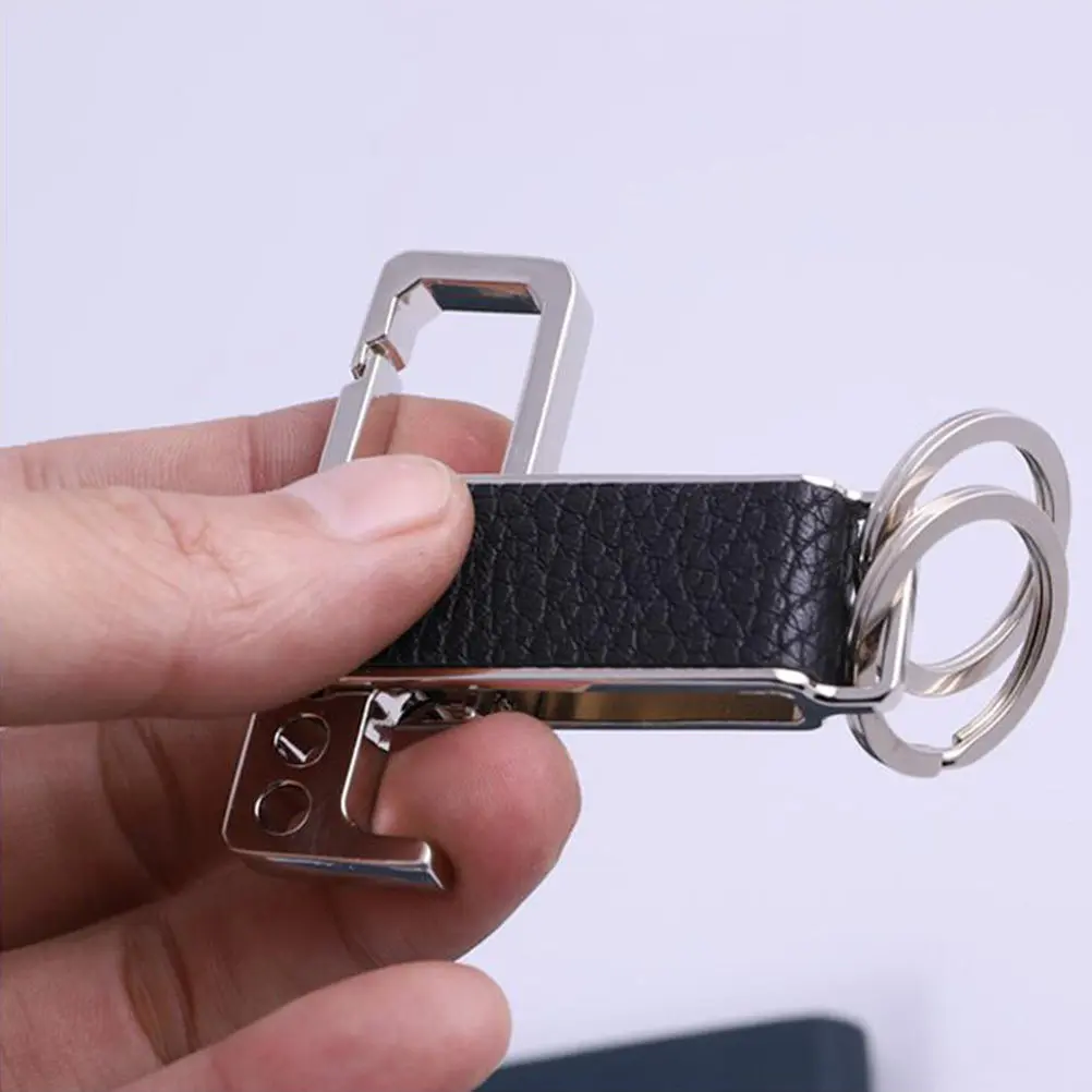 Multifunctional Bottle Opener Keychain Metal 2-in-1 Design Home Car Office Keys Holder Gift for Father Husband Boyfriend