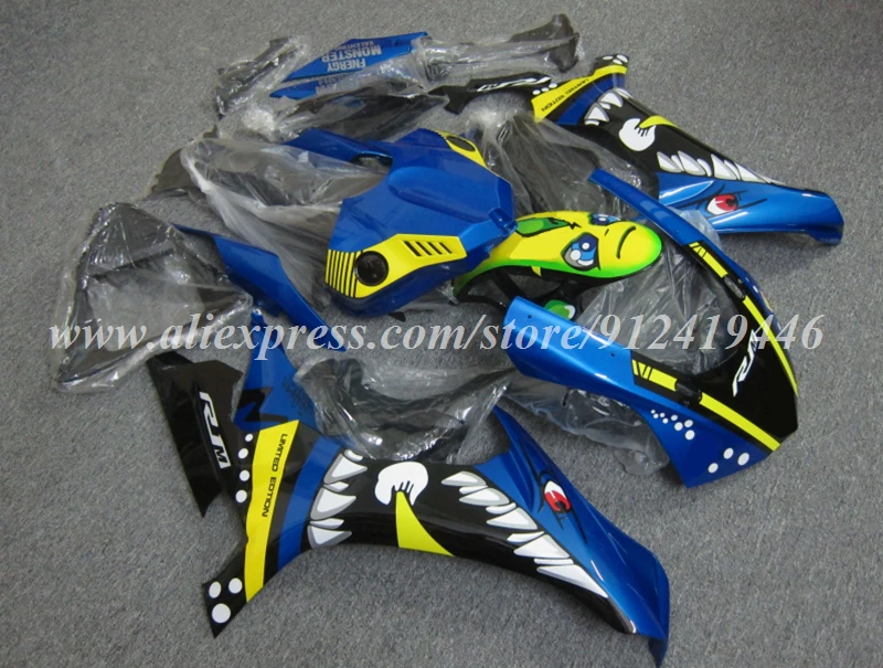 4Gifts New ABS Motorcycle Fairings Kit Fit For YAMAHA R1 2015 2016 2017 2018 2019 15 16 17 18 19 Bodywork Set Custom Blue Shark