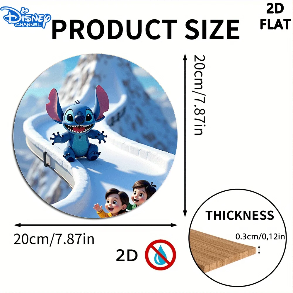 مسطح ثنائي الأبعاد، قطعة واحدة من ديكور معلق للباب الخشبي المستدير على الجليد - 7.87 × 7.87 بوصة، تصميم مسطح ثنائي الأبعاد مع مشهد جبلي ثلجي