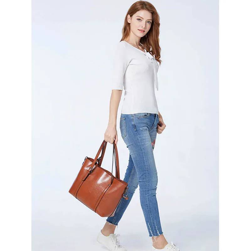 Artificial Leather Unisex Retro Large Capacity Messenger Crossbody Bags Handbags Letter Shoulder Shopper Tote Female Purse