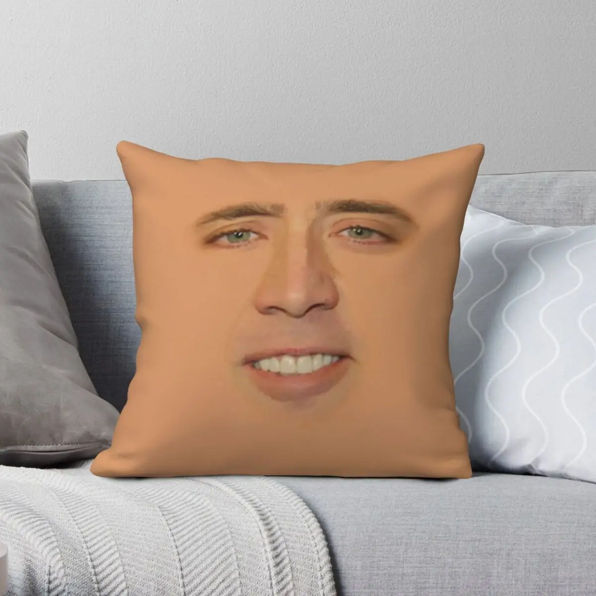 Nicolas Cage Full Face Square Pillowcase Polyester Linen Velvet Creative Zip Decorative Sofa Seater Cushion Cover