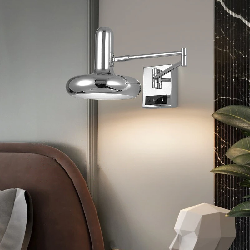 modern rocker wall lamp living room indoor lighting bedroom bedside lamps With switch Dimmable study adjustable wall light LED
