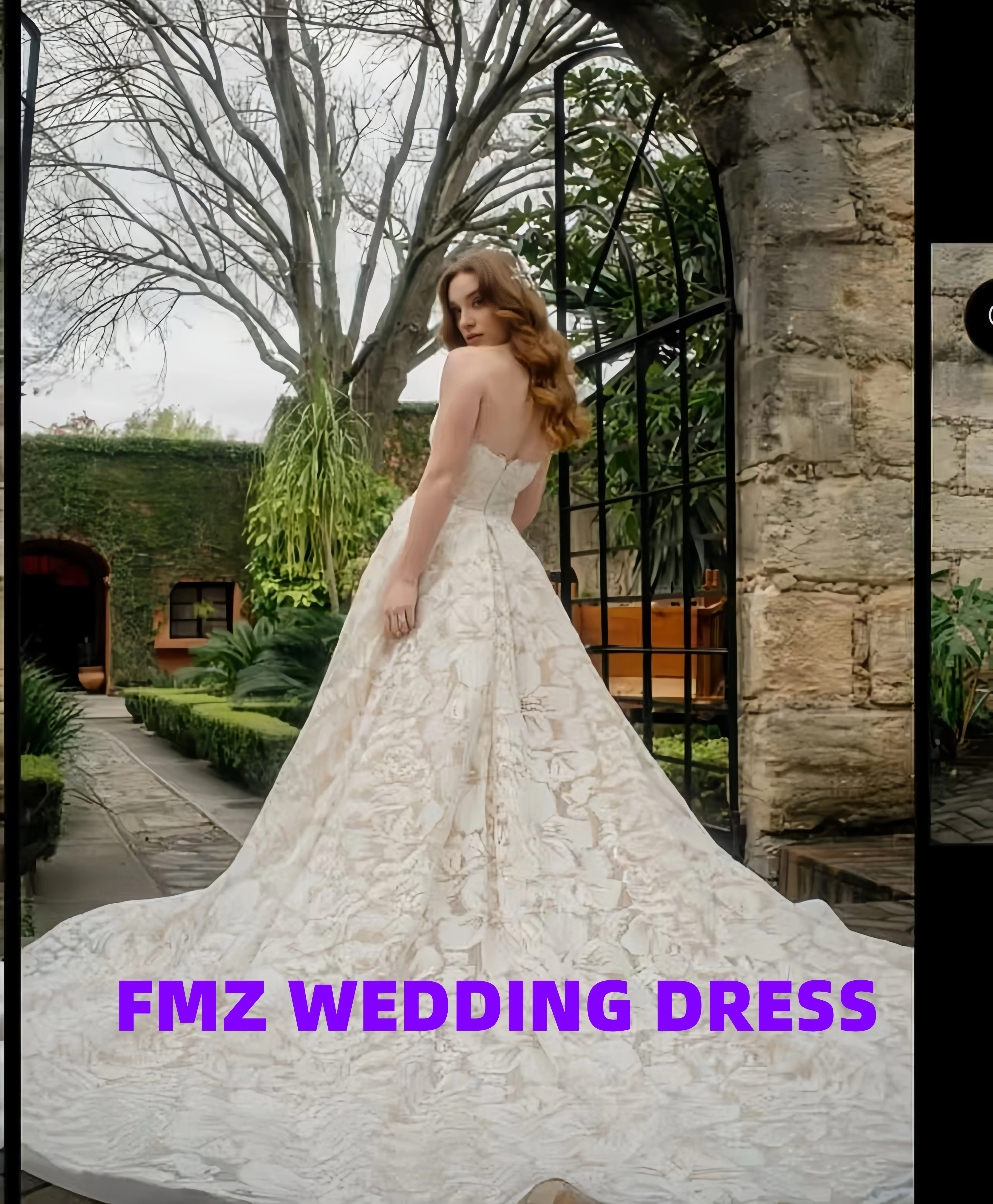 Customized strapless long-sleeved Ball Gown lace elegant wedding dress amanda novias vestidos de novia amanda 's novias