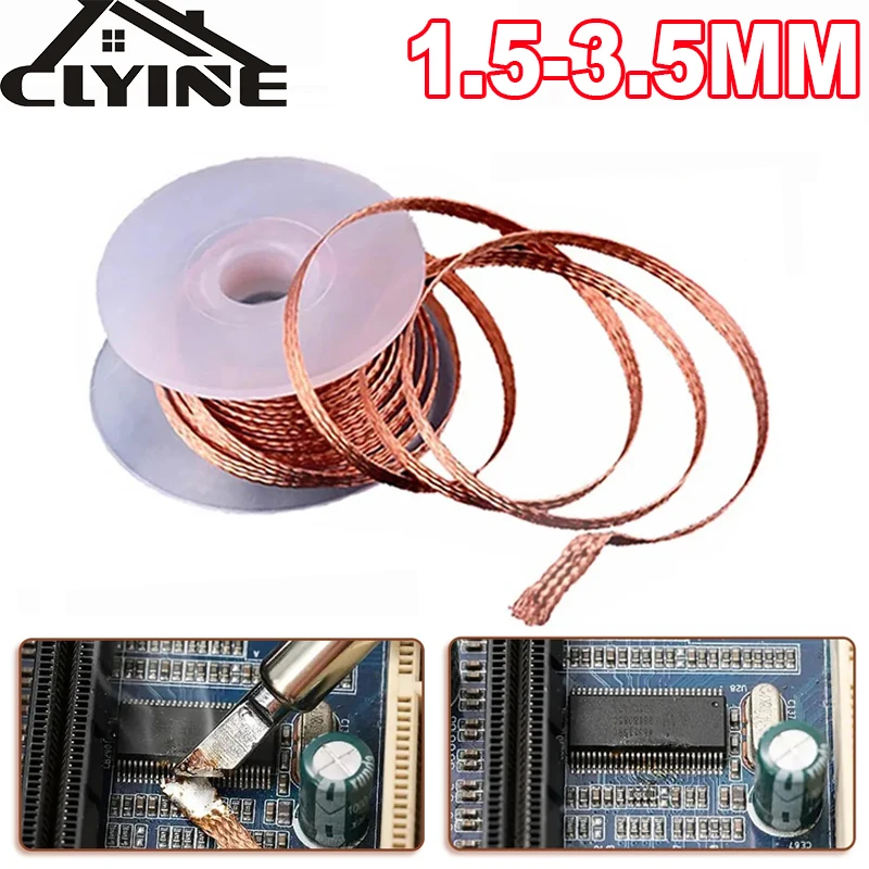 1.5-3.5mm Desoldering Mesh Braid Tape Copper Welding Point Solder Remover  Wire Soldering Wick Tin Lead Cord Flux For Soldering