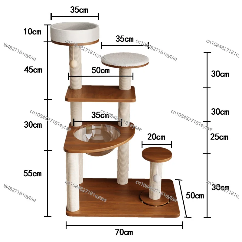 

Каркасная кровать для лазания для кошек, встроенная вертикальная стойка для космической капсулы из массива дерева