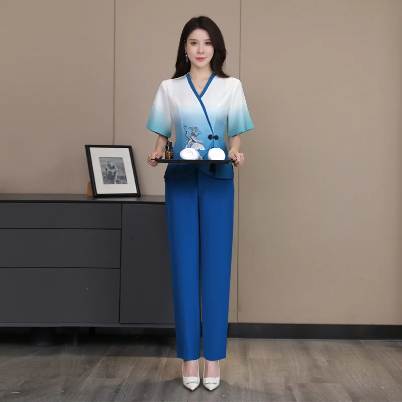 Spa Uniforms Women Workwear Clothing Beautician Scrubs Work Clothes Beauty Salon Tattoo Artist Uniform 2Pcs Set Wholesale